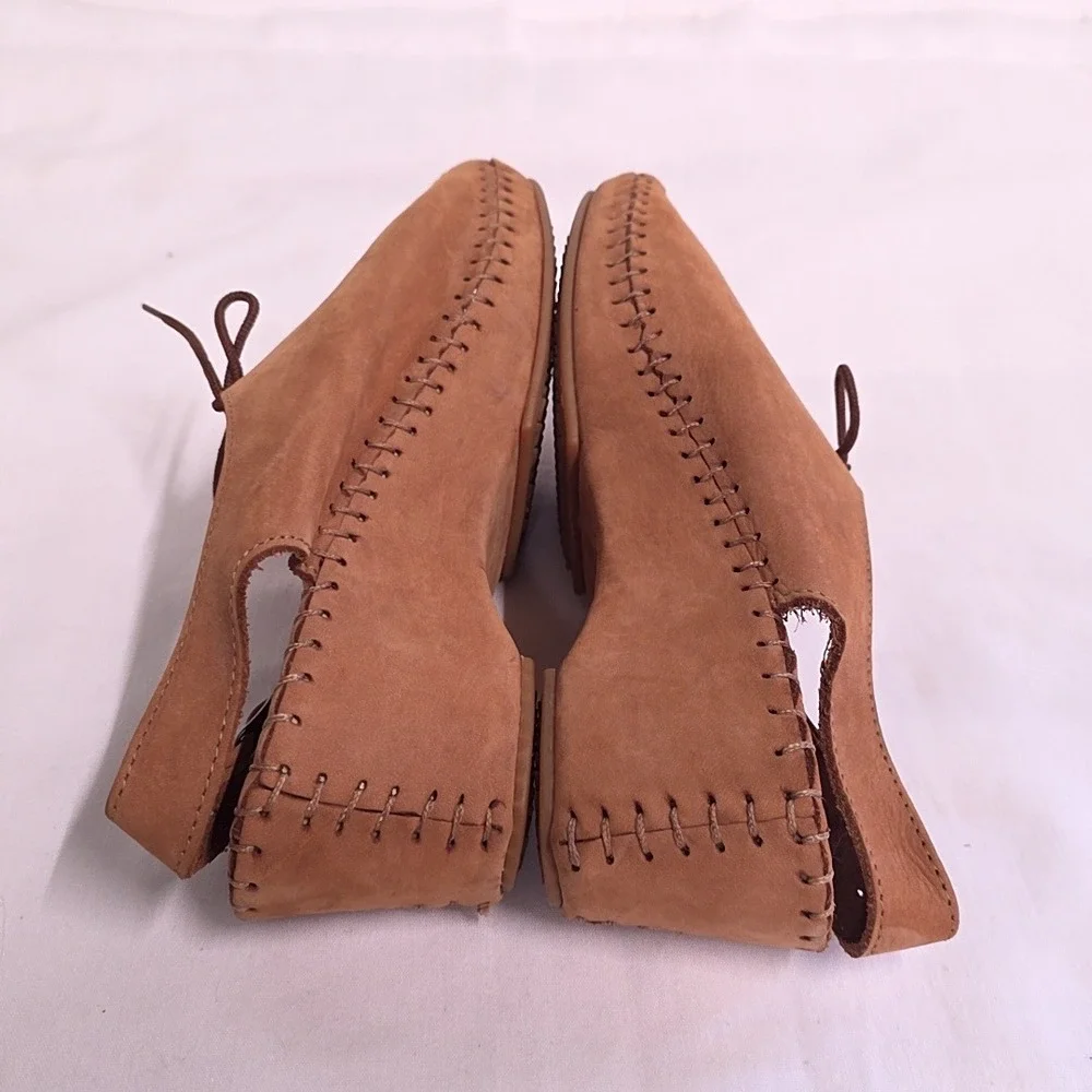 La Plume Wedge Sandals Womens 39 Tan Leather Lace Up Peep Toe Slingback Italy